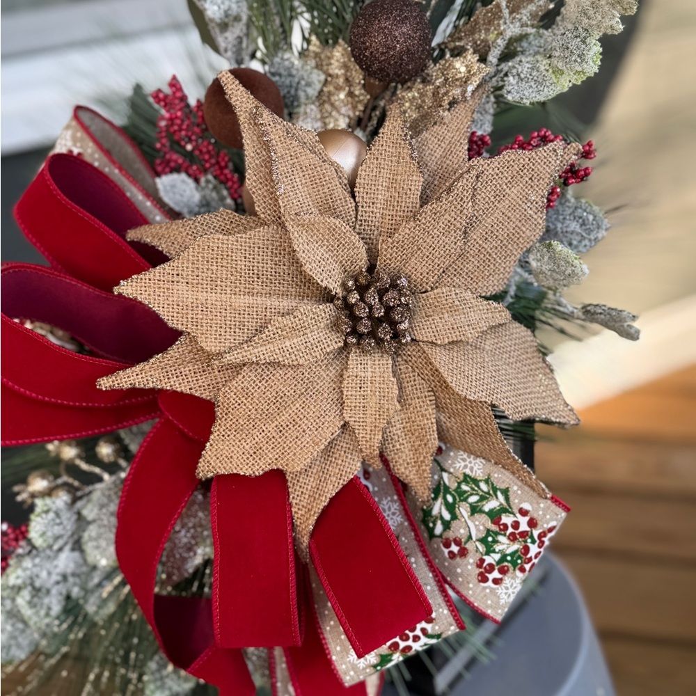 Burlap Poinsettia Lantern Decor - Picture 7 of 8